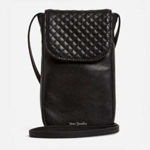 NWOT Vera Bradley Leather Carson
RFID Cellphone Crossbody Bag
Black Quilted